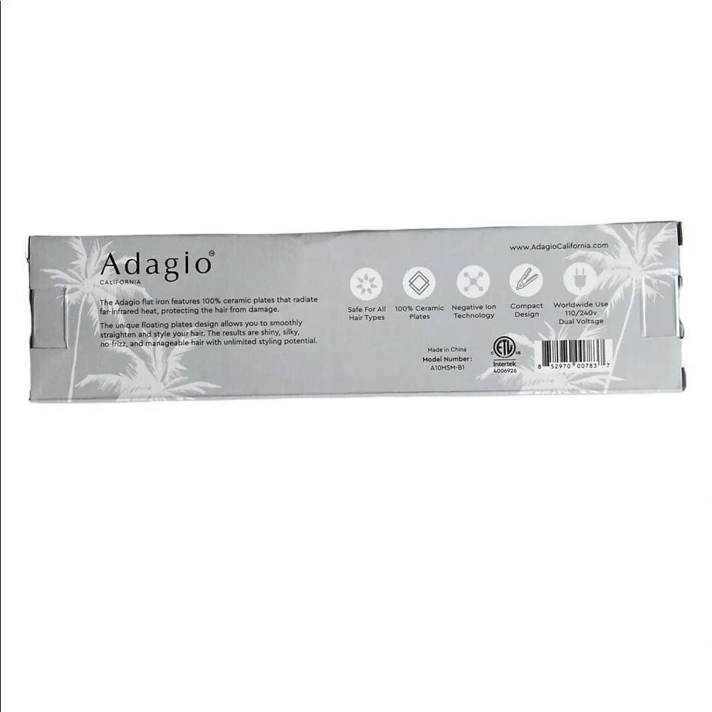 NWT ADAGIO not-so-mini ceramic flat iron black New with tags / new in box